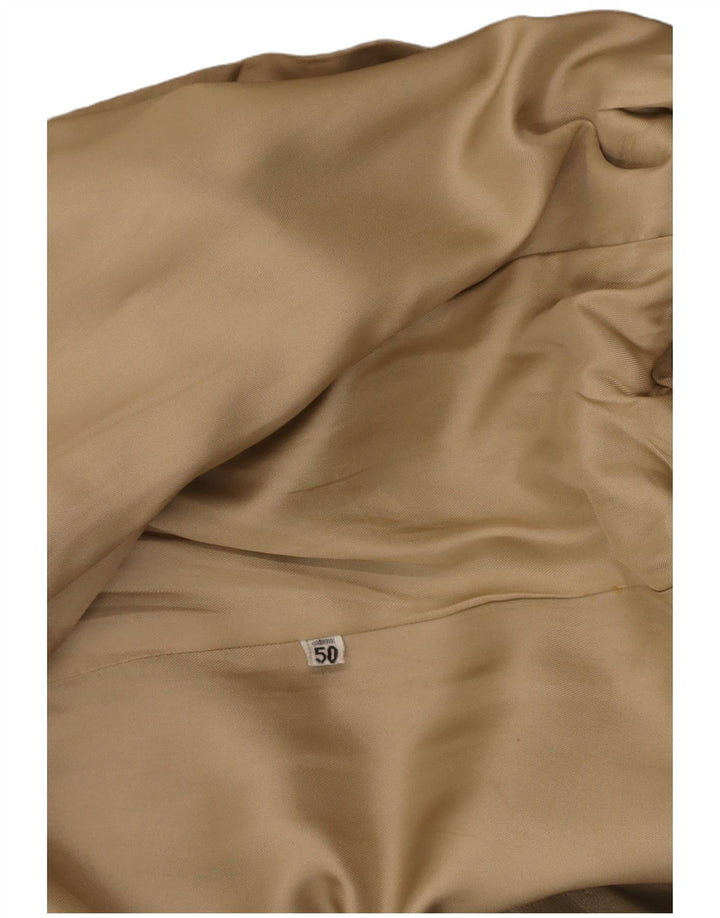 VINTAGE Womens 2 Button Leather Blazer Jacket IT 50 XL Beige