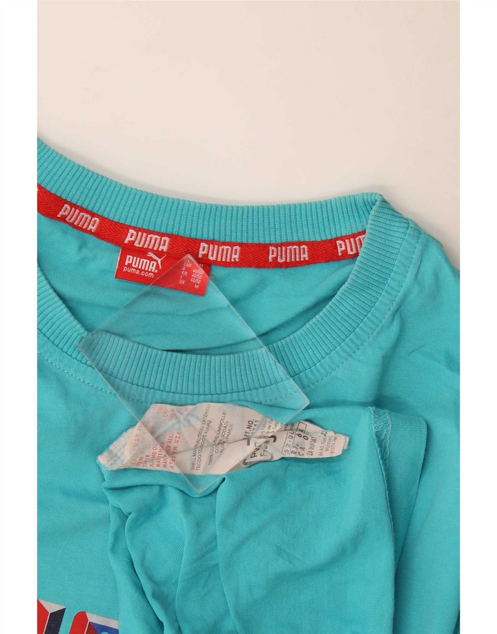Puma Herre grafisk T-shirt Top Medium Blå Bomuld