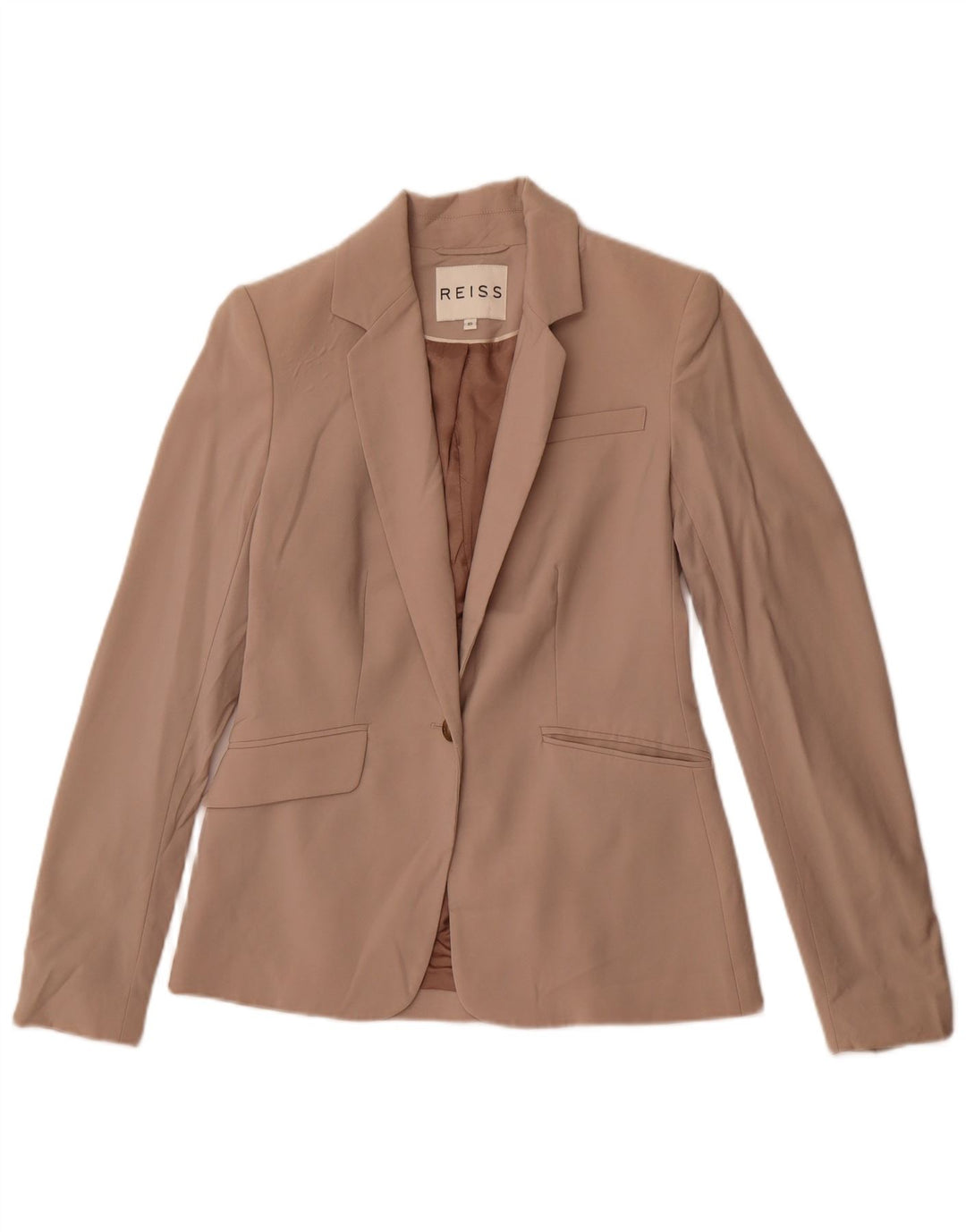Reiss Dame 1 Knap Blazer Jacket UK 6 XS Beige Uld