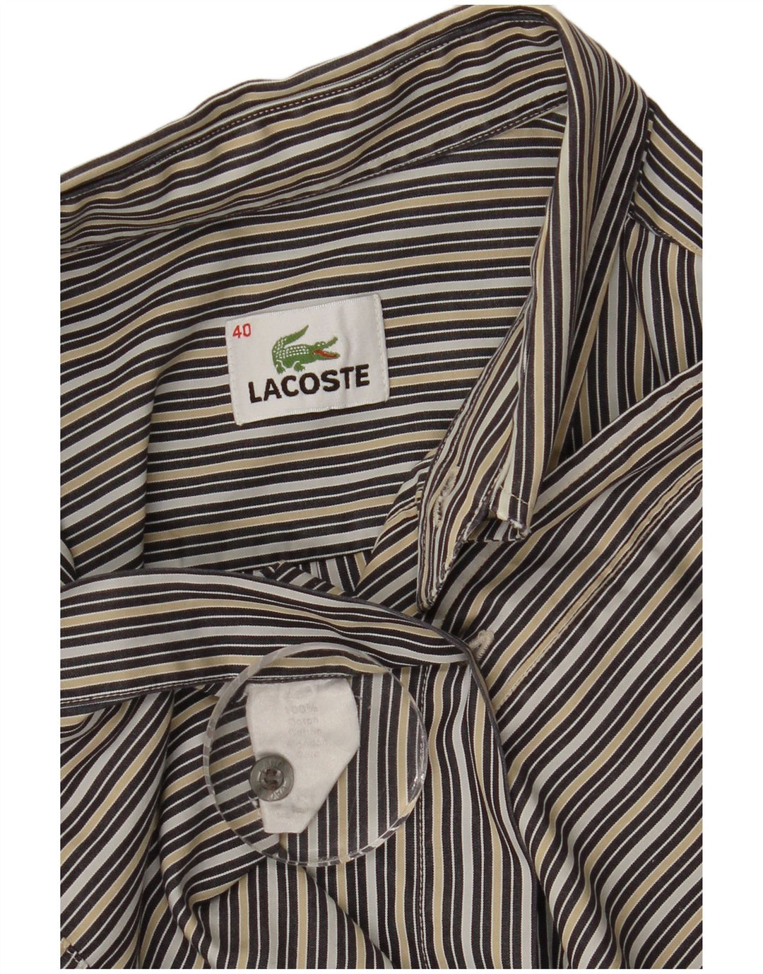 Lacoste herreskjorte str. 40 Medium Flerfarvet nålestribet bomuld