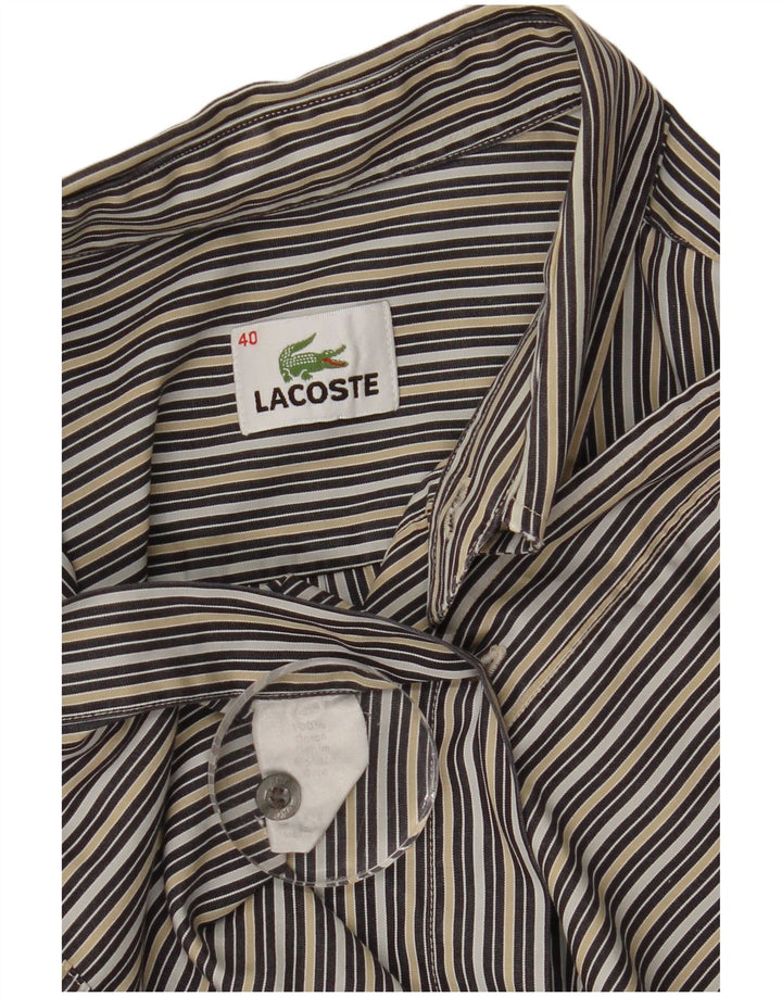 Lacoste herreskjorte str. 40 Medium Flerfarvet nålestribet bomuld