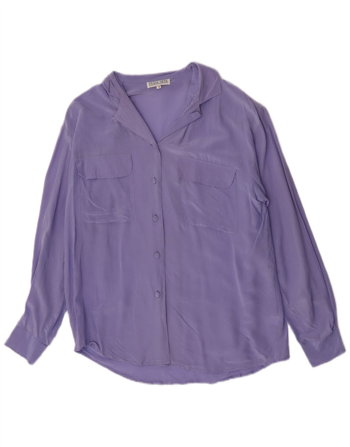 Vintage dameskjorte bluse UK 10 Lille lilla silke