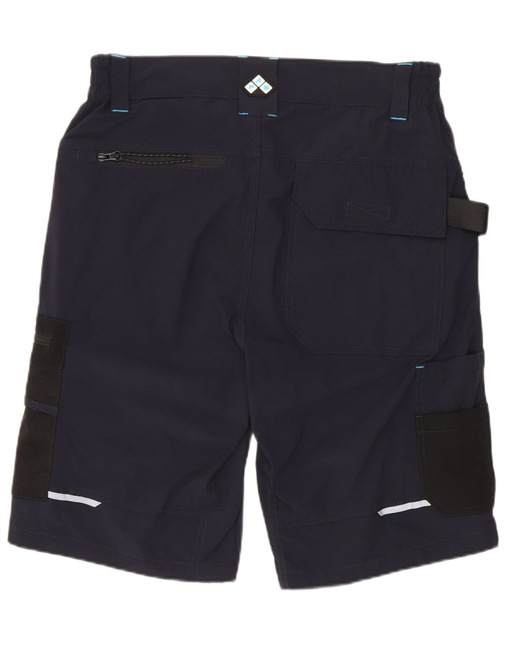 VINTAGE Herre Cargo Shorts Medium W30 Navy Blue Polyamid