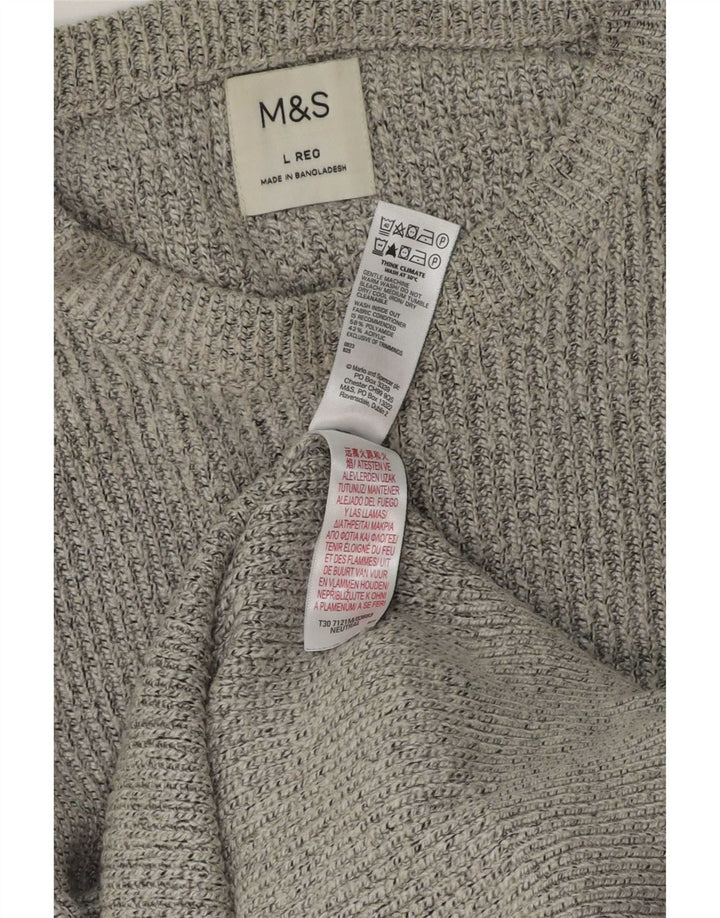 Marks & Spencer Herre sweater med rund hals, stor grå polyamid