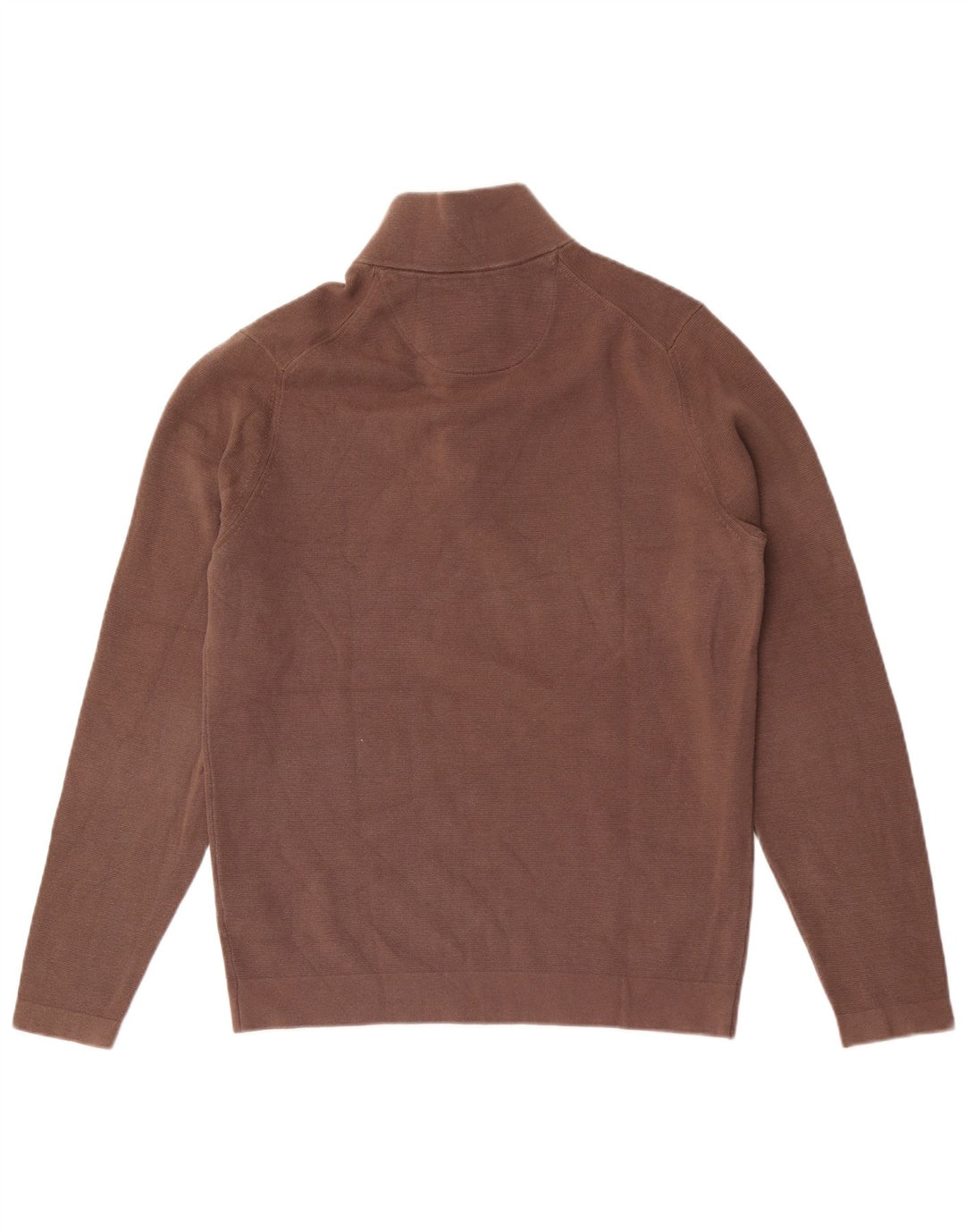 Massimo Dutti Herre Zip Neck Jumper Sweater Stor Brun Bomuld