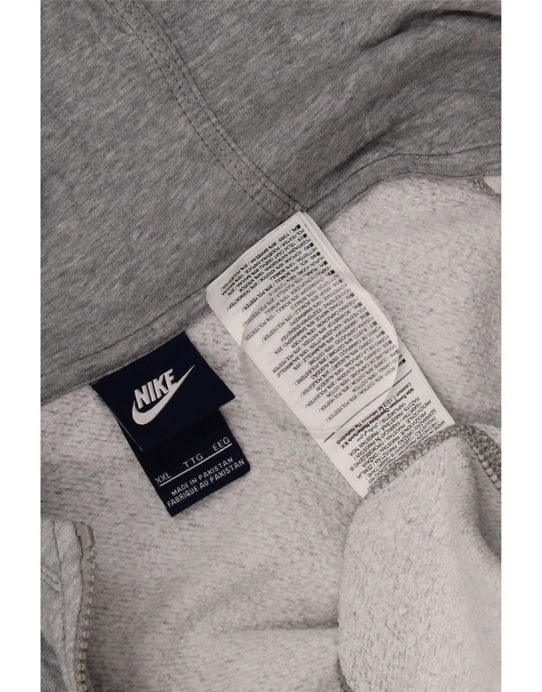 Nike hættetrøje med lynlås til mænd 2XL grå bomuld