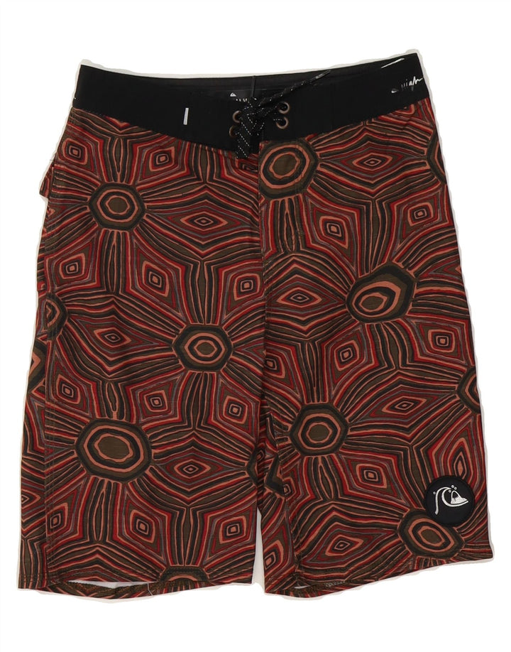 QUIKSILVER Boys Swimming Shorts 7-8 Years  Maroon Geometric Polyester Vintage Quiksilver and Second-Hand Quiksilver from Messina Hembry 