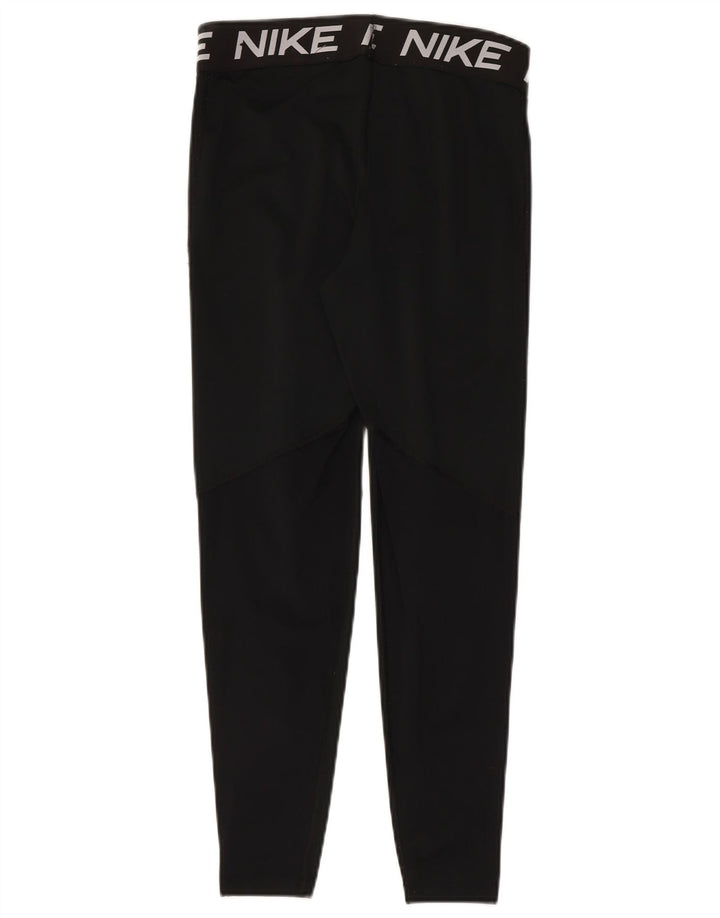 Nike Dame Dri Fit Grafiske Leggings UK 14 Large Black Polyester