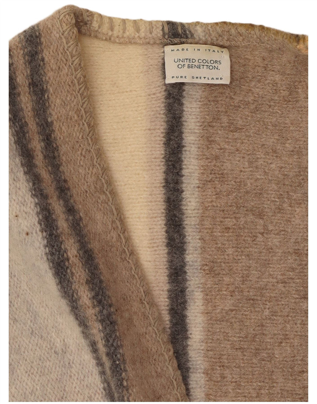 Benetton Dame Ærmeløs Cardigan Sweater UK 16 Stor Flerfarvet Uld