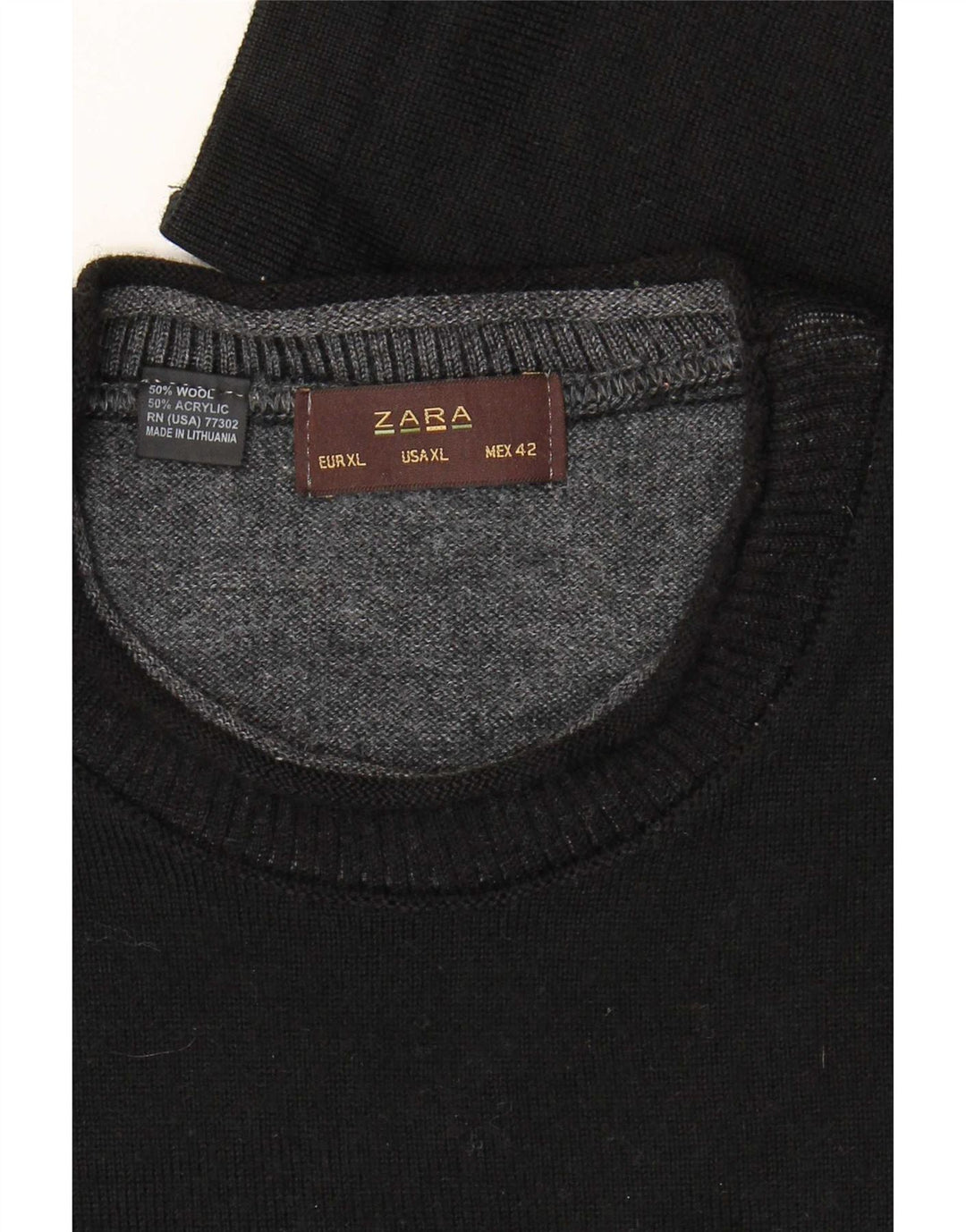 Zara Herre sweater med rund hals XL sort uld