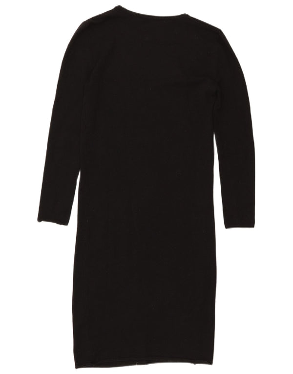 Zara Dame Langærmet Jumper Kjole UK 12 Medium Sort