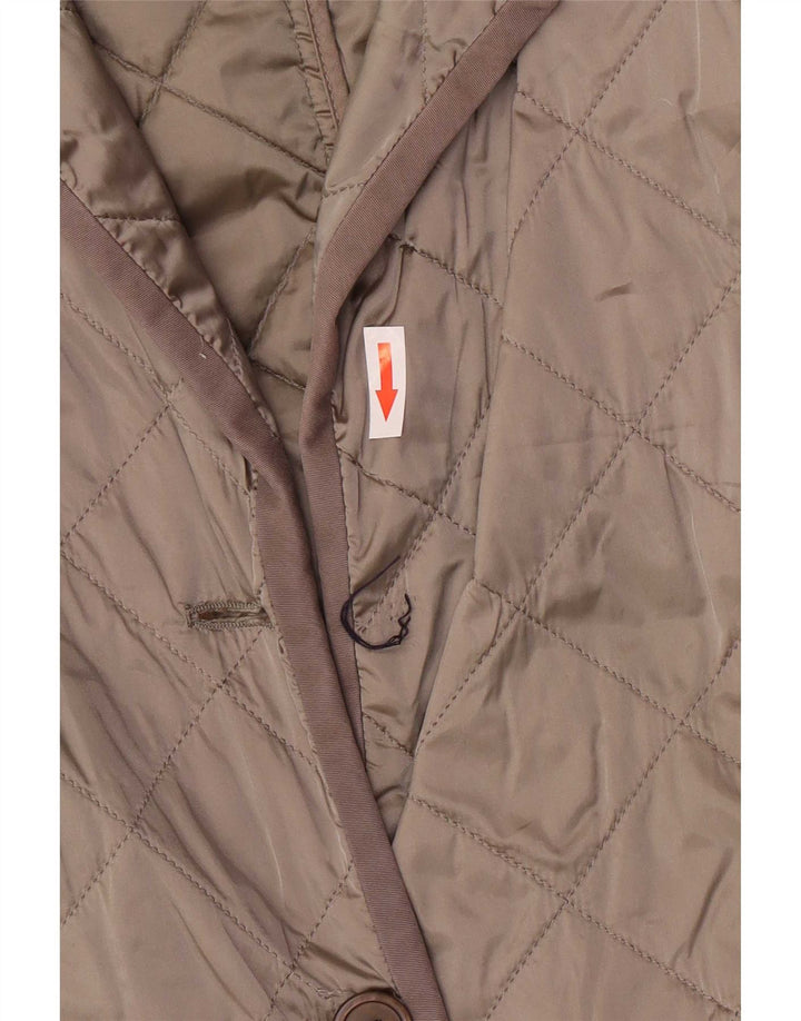 Max Mara Quiltet jakke til kvinder UK 10 Small Khaki Polyester