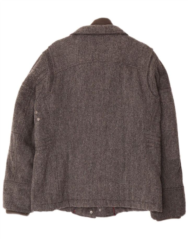 Kappa Herre Polstret Utility Jacket UK 40 Large Grey Herringbone Wool Classic