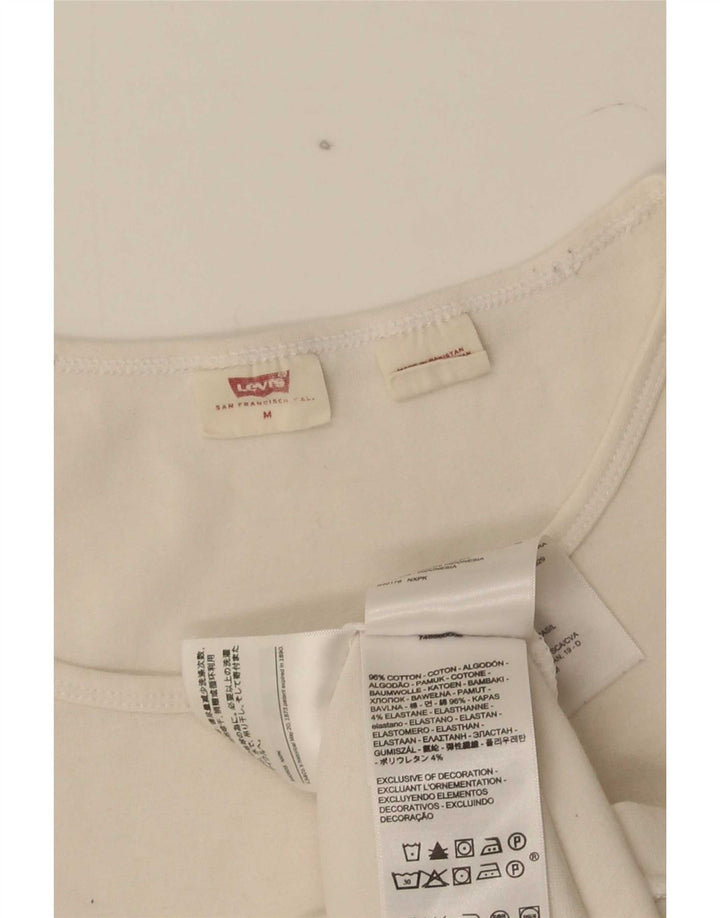 Levi's Dame T-Shirt Top UK 12 Medium Hvid Bomuld