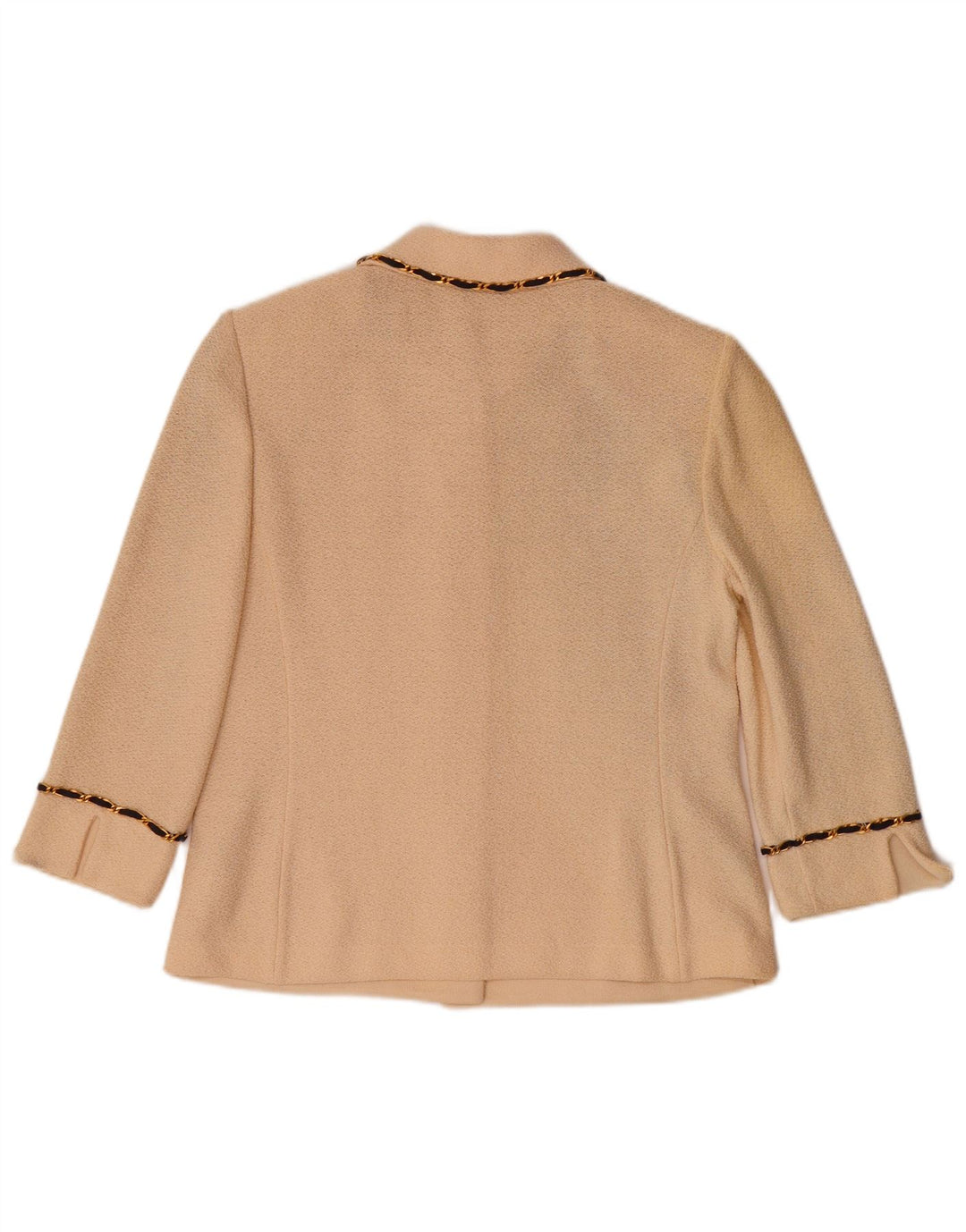 VINTAGE 3/4-ærmet cardigantrøje til kvinder US 8 Medium Off White Uld