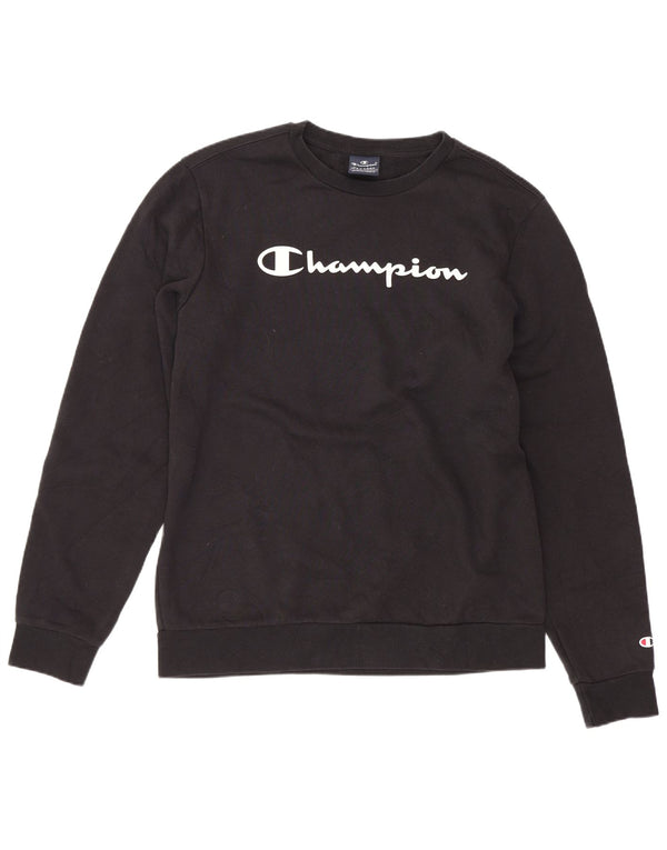 Champion drenge grafisk sweatshirt jumper 15-16 år 2XL sort bomuld Sports