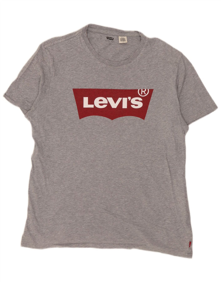 Levi's Herre grafisk T-shirt top mellemgrå flækket bomuld
