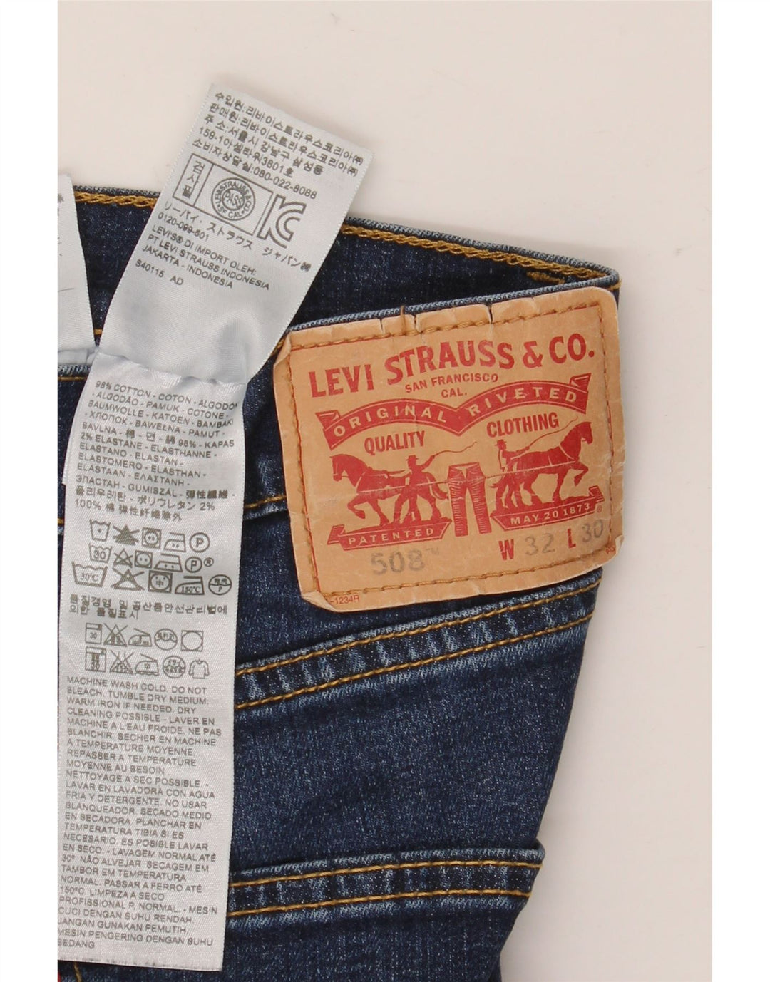 Levi's Herre 508 tilspidsede jeans W32 L30 blå bomuld