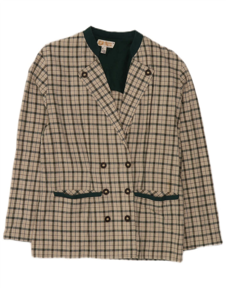 Vintage Dame Dobbeltradet Blazer Jakke EU 38 Medium Off White Check
