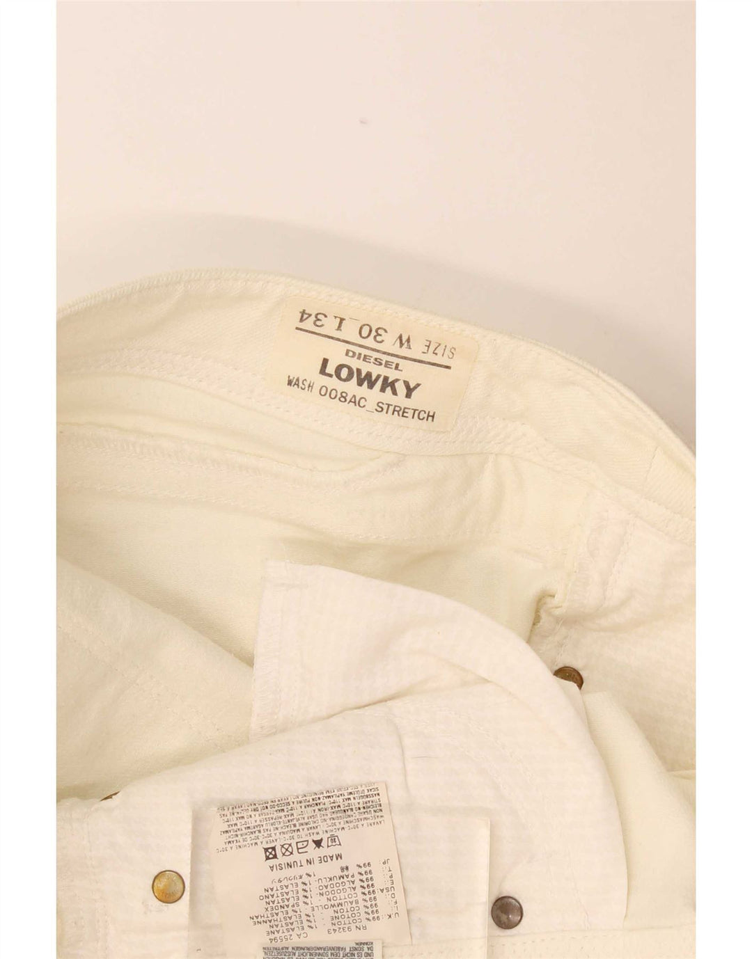 Diesel Dame Lowky Slim Jeans W30 L34 Off White Bomuld