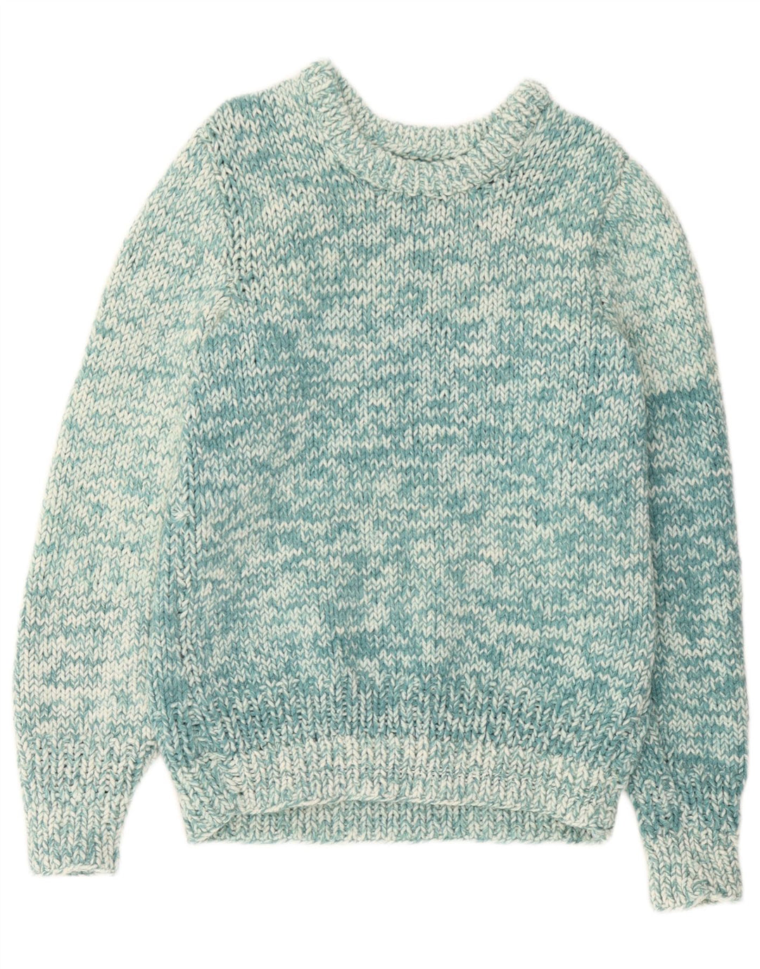 Vintage Herre Boat Neck Jumper Sweater Lille turkis Flecked