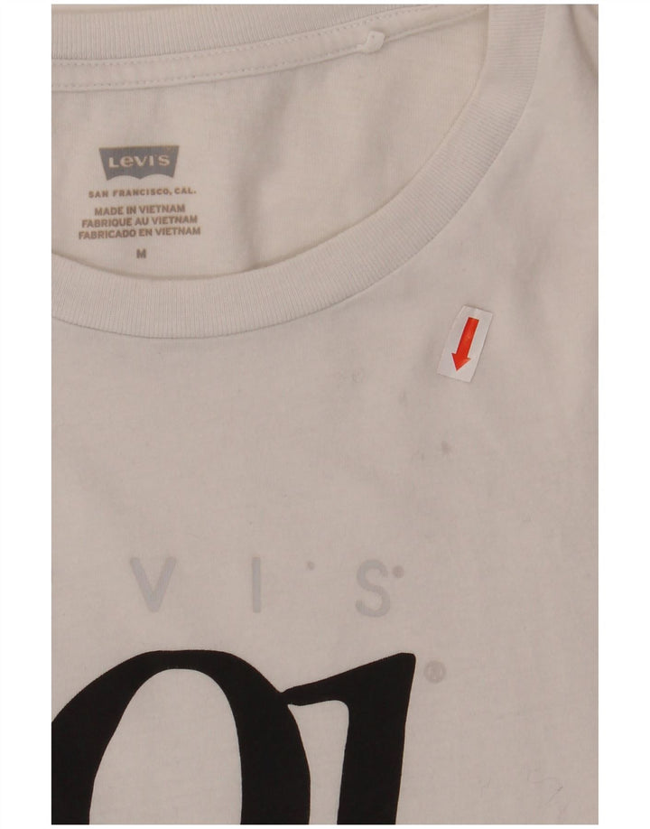 LEVI'S Grafisk T-shirt top til kvinder UK 14 Medium White
