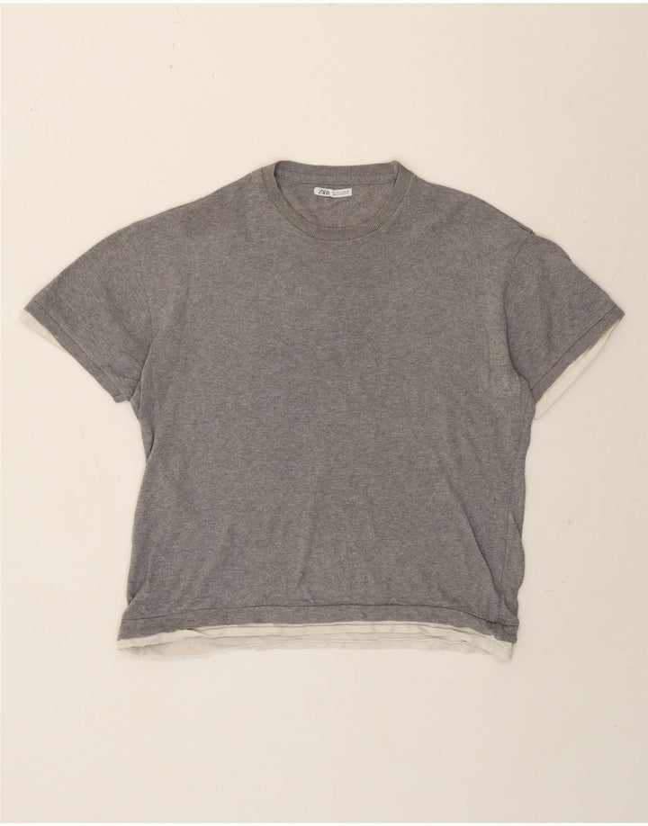Zara Herre T-Shirt Top Lille Grå