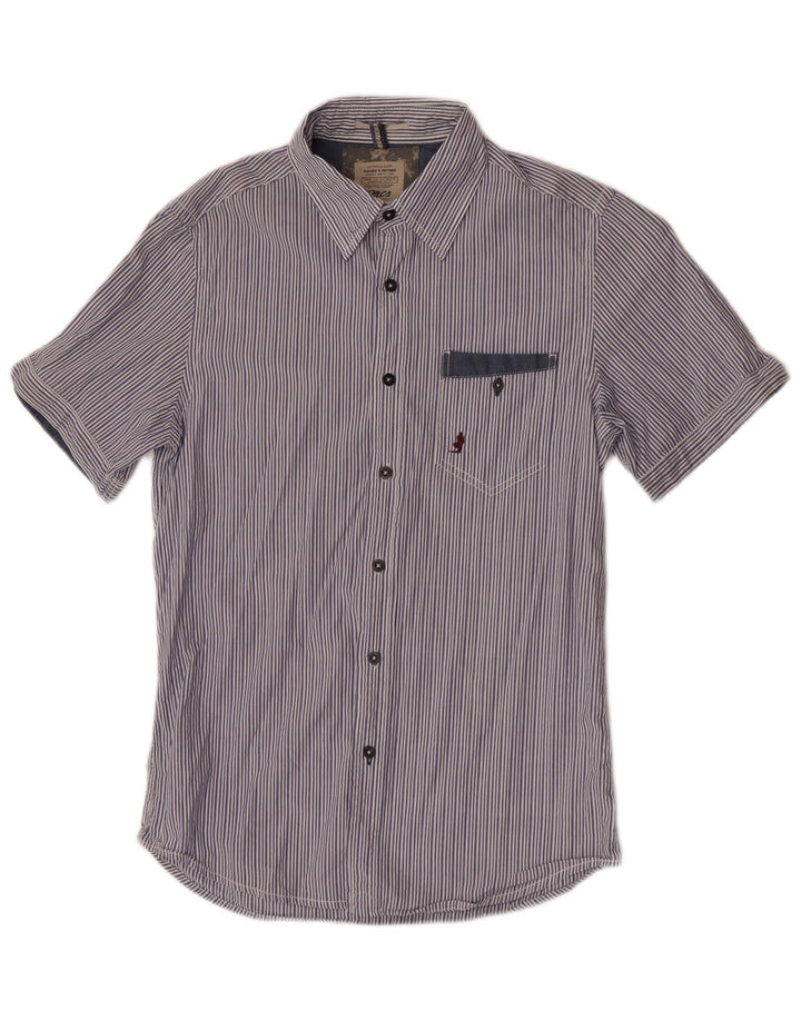 Marlboro Classics Kortærmet Herreskjorte Medium Blue Striped