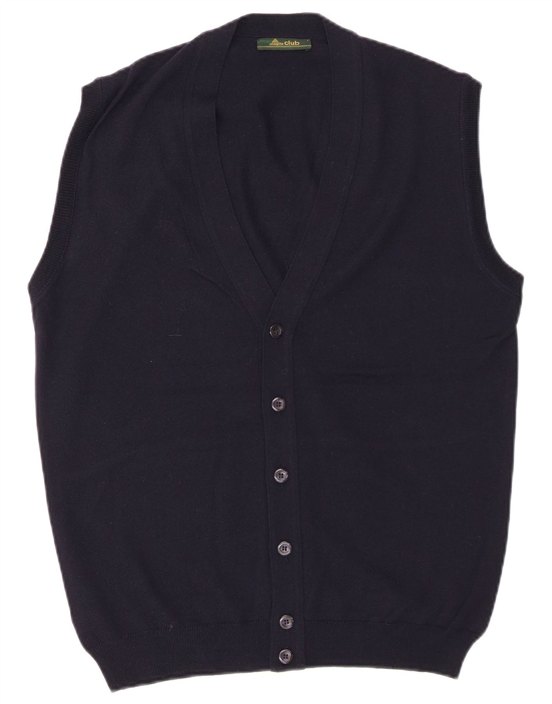 MAGLIA CLUB Herre ærmeløs cardigan sweater IT 48 Mellem marineblå uld