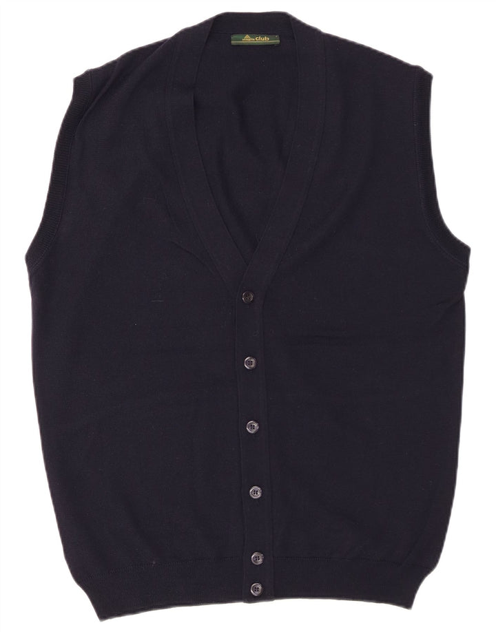 MAGLIA CLUB Herre ærmeløs cardigan sweater IT 48 Mellem marineblå uld