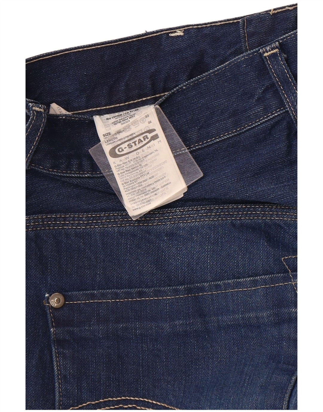G-STAR Mens Straight Jeans W33 L32 Blue Cotton