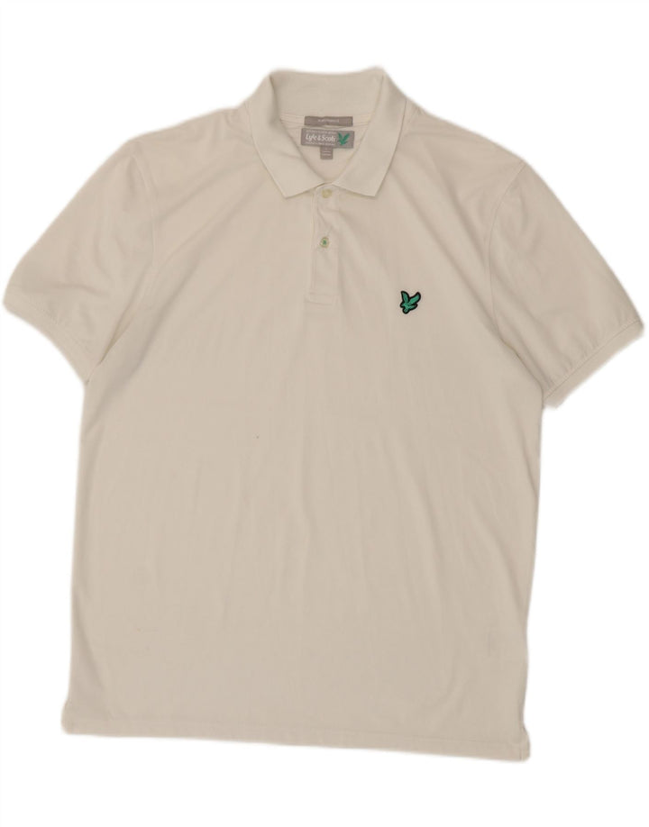 Lyle & Scott herre poloskjorte stor hvid polyester