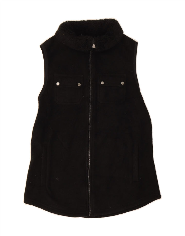 CHAPS Womens Fleece Gilet UK 10 Small Black Polyester Vintage Chaps and Second-Hand Chaps from Messina Hembry 