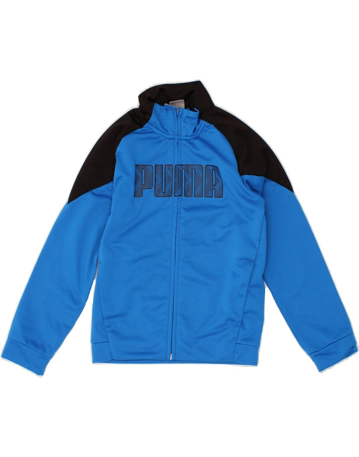 PUMA Boys Graphic Tracksuit Top Jacket 7-8 Years Blue Colourblock Vintage Puma and Second-Hand Puma from Messina Hembry 