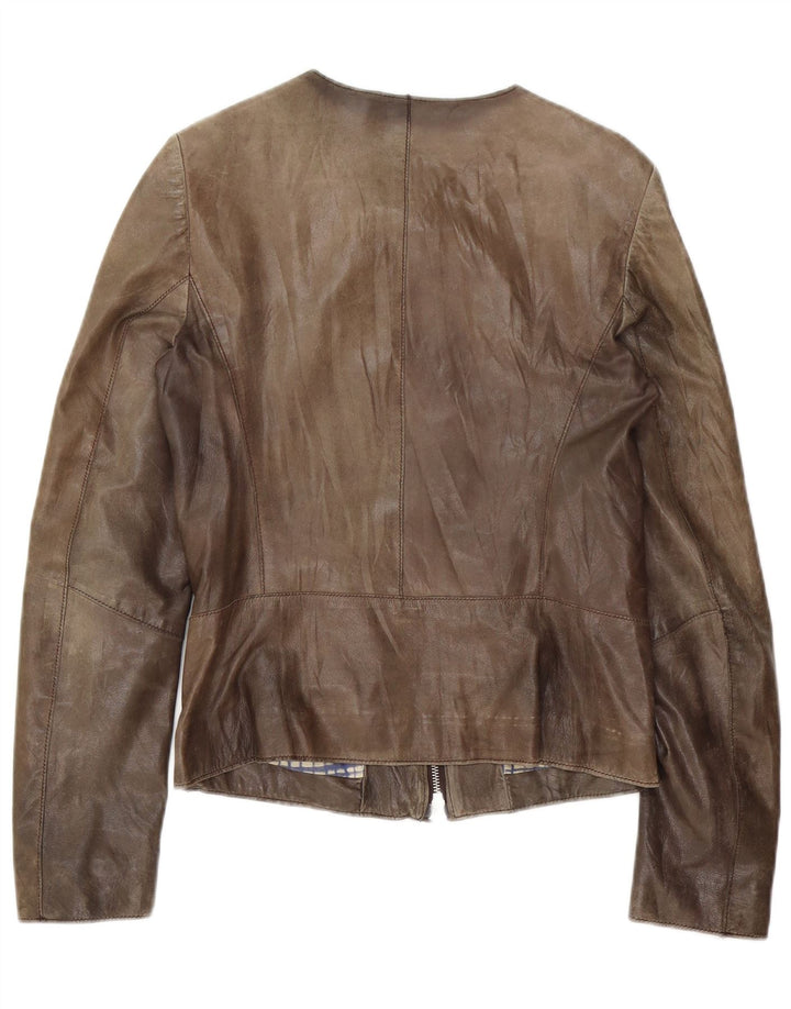 Vintage læderjakke til kvinder UK 10 Small Brown