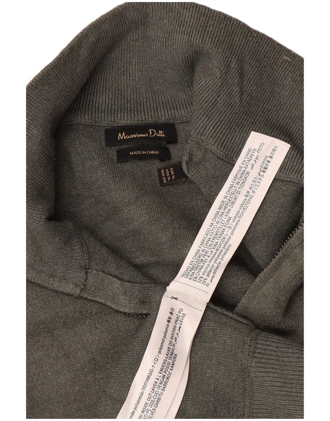 MASSIMO DUTTI Herre Zip Neck Sweater XL Grå Viscose