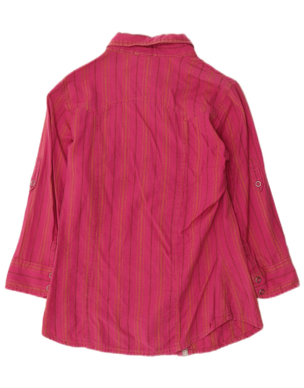 The North Face dameskjorte med 3/4 ærmer UK 6 XS Pink Stribet bomuld