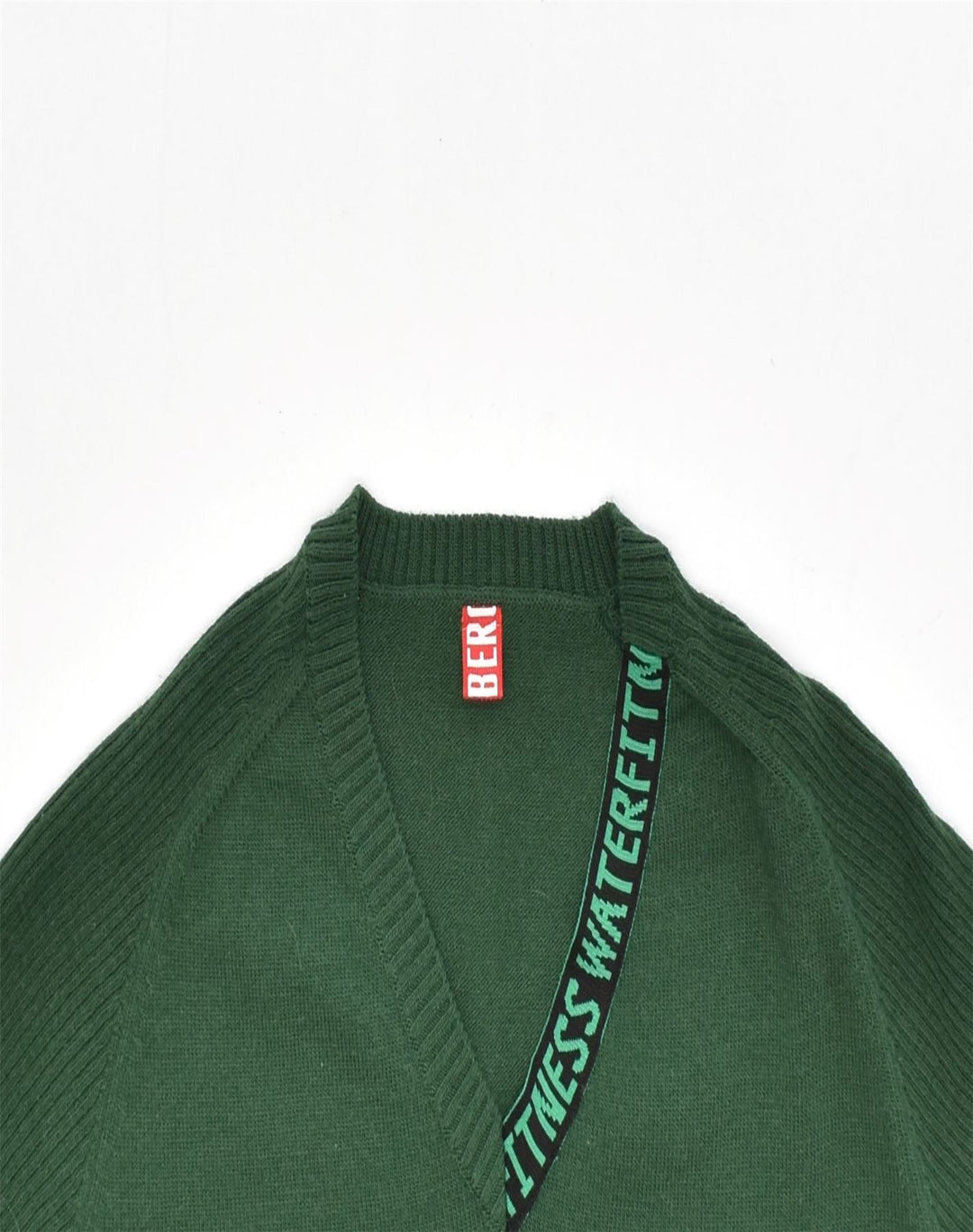 VINTAGE Herre V-hals sweater 2XL Grøn Virgin Wool