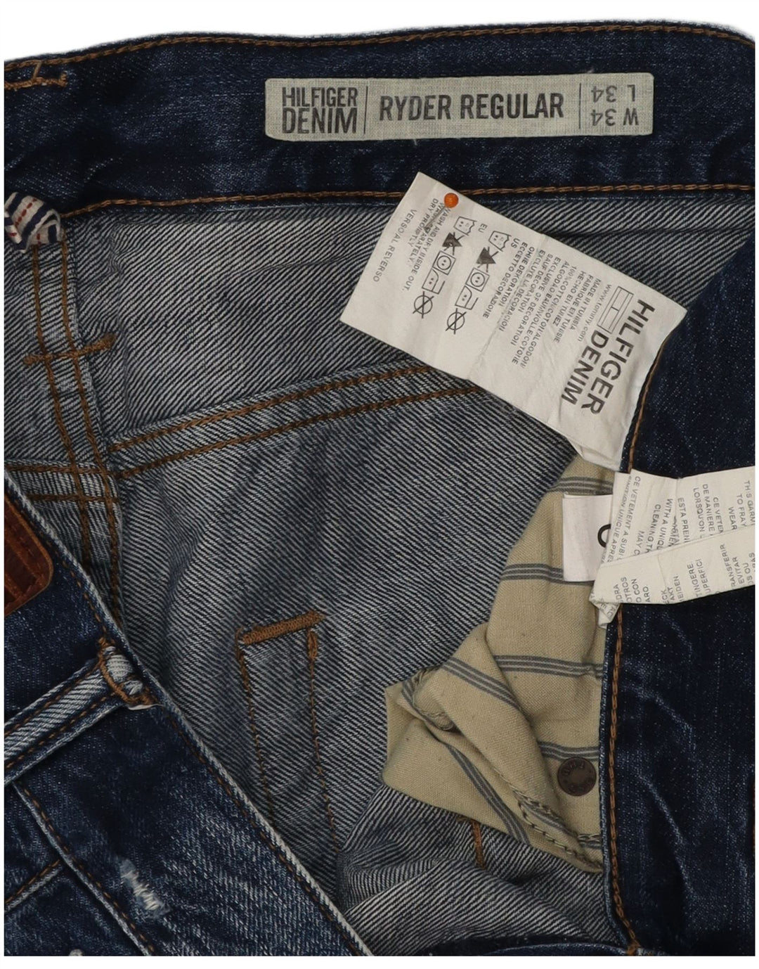 TOMMY HILFIGER Herre Ryder Distressed Straight Jeans W34 L34 Blå Bomuld