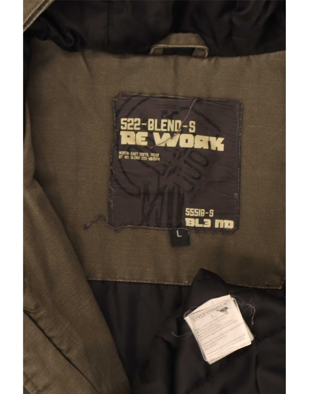 Blend Herre Hooded Parka Jacket UK 40 Large Khaki Cotton