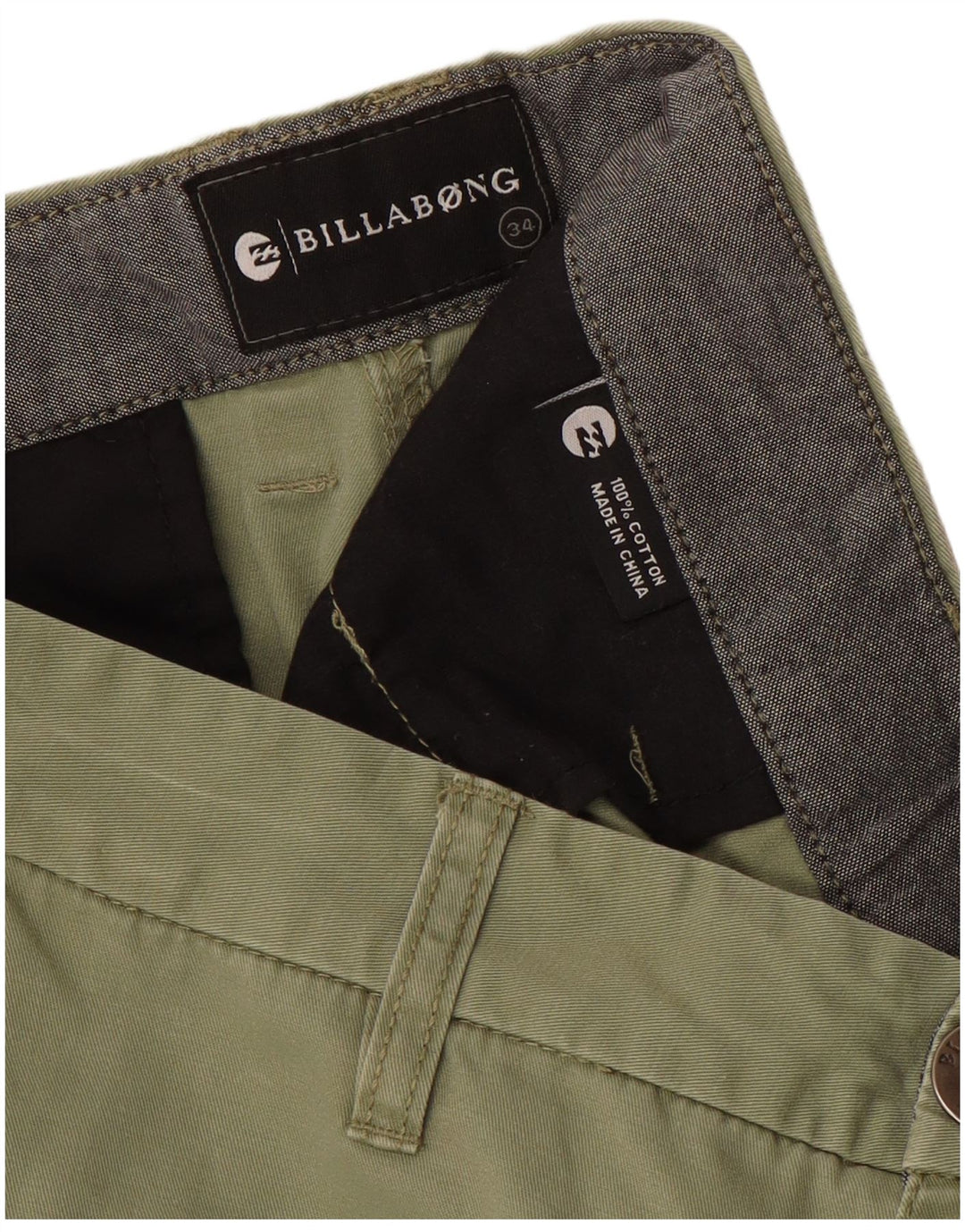 Billabong Herre Chino Shorts W34 Stor Khaki Bomuld