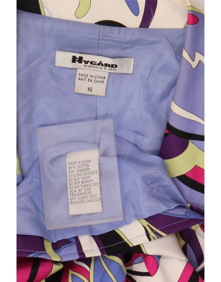 Nygard Dame 3 Button Blazer Jacket US 16 2XL Blue Floral Cotton