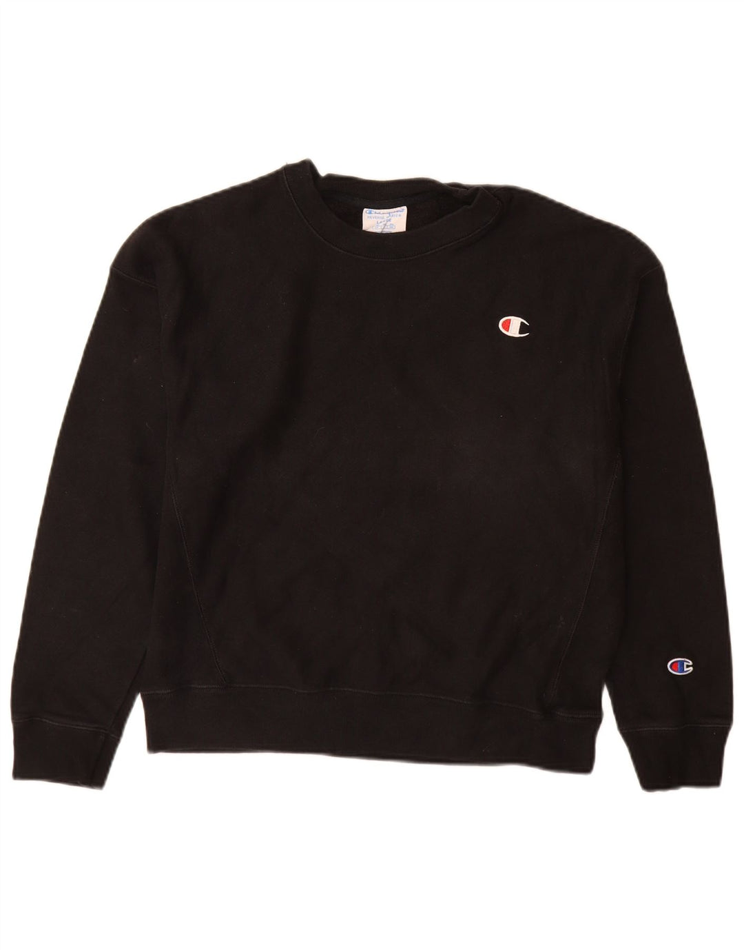 CHAMPION Womens Reverse Weave Sweatshirt Jumper UK 16 Stor sort bomuld