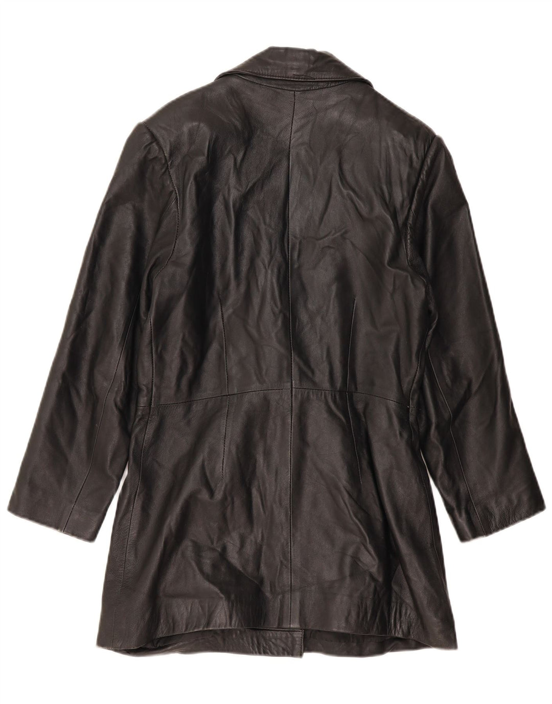 VINTAGE Læderfrakke til kvinder UK 14 Stor sort læder