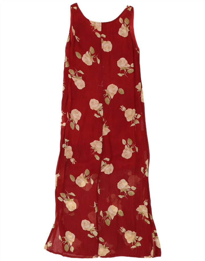 Paris Dame Ærmeløs Maxikjole UK 12 Medium Red Floral Viscose