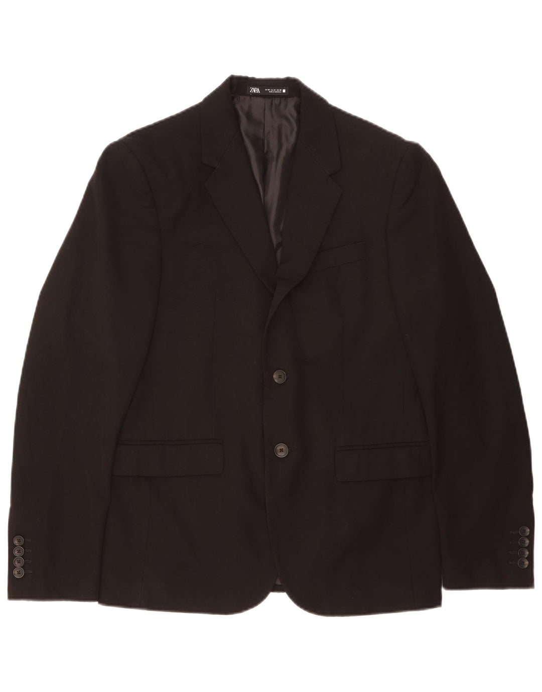 Zara Herre 2-knaps blazerjakke EU 50 Medium Sort Polyester