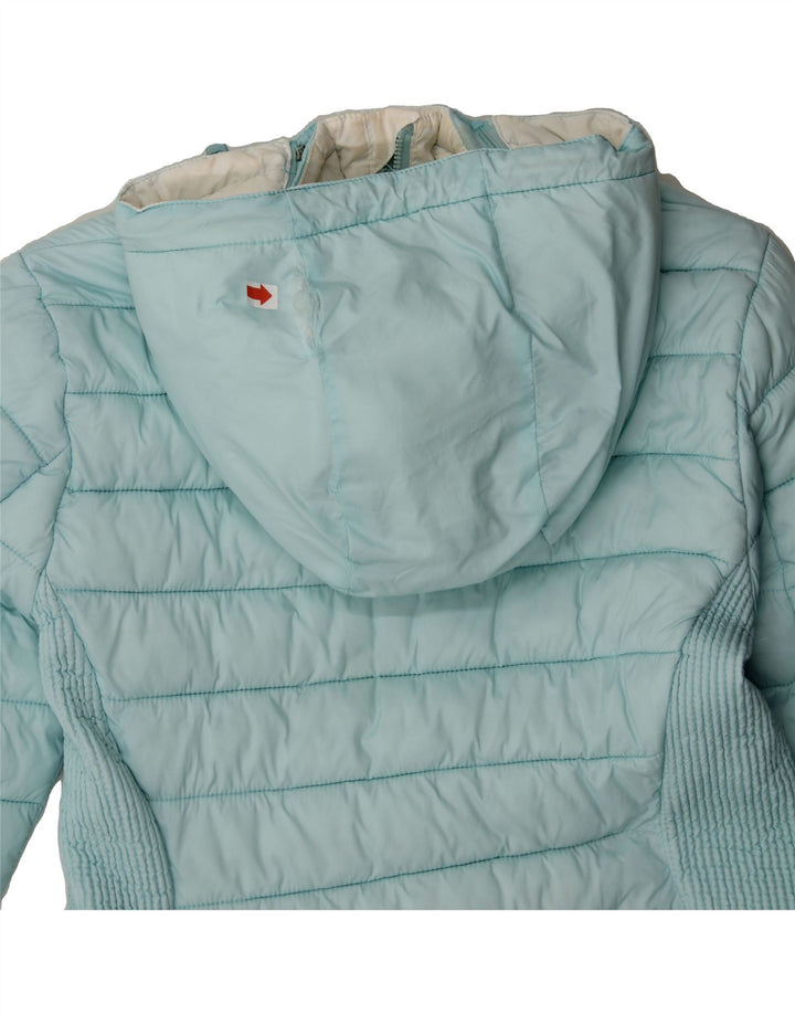 SUPERDRY Womens Hooded Padded Jacket UK 12 Medium Blue Polyester Vintage Superdry and Second-Hand Superdry from Messina Hembry 