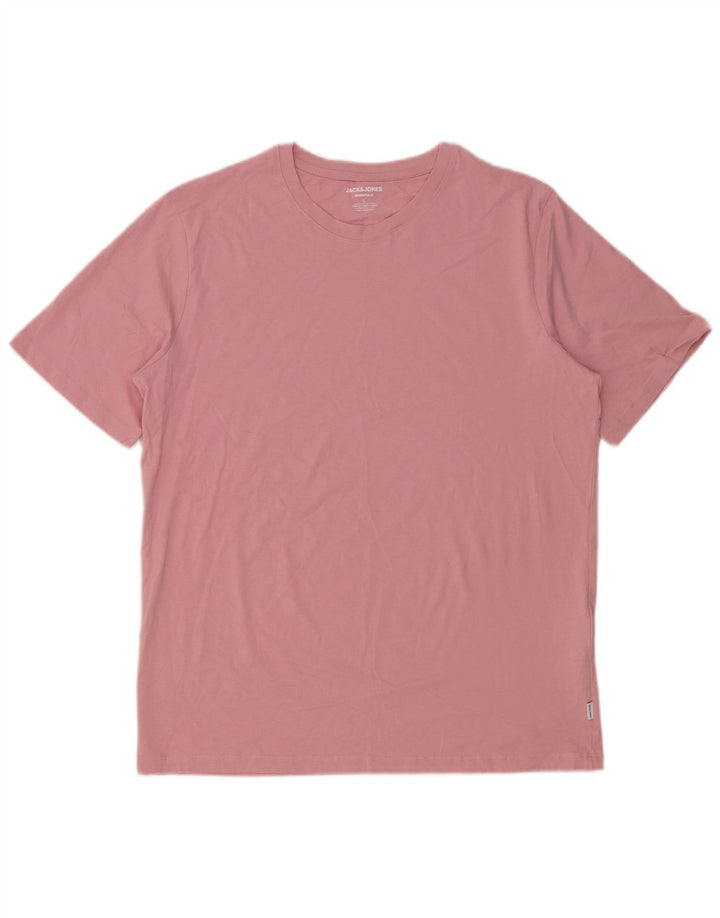 Jack & Jones Herre T-Shirt Top Stor Pink Bomuld