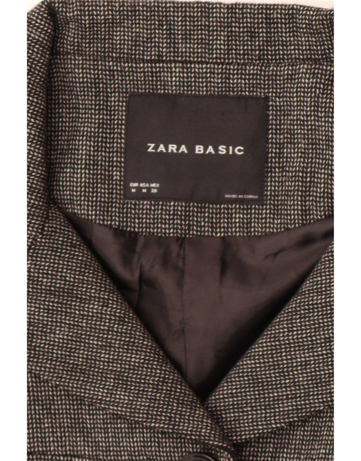 Zara Dame 2 Button Blazer Jacket UK 12 Medium Grey Herringbone