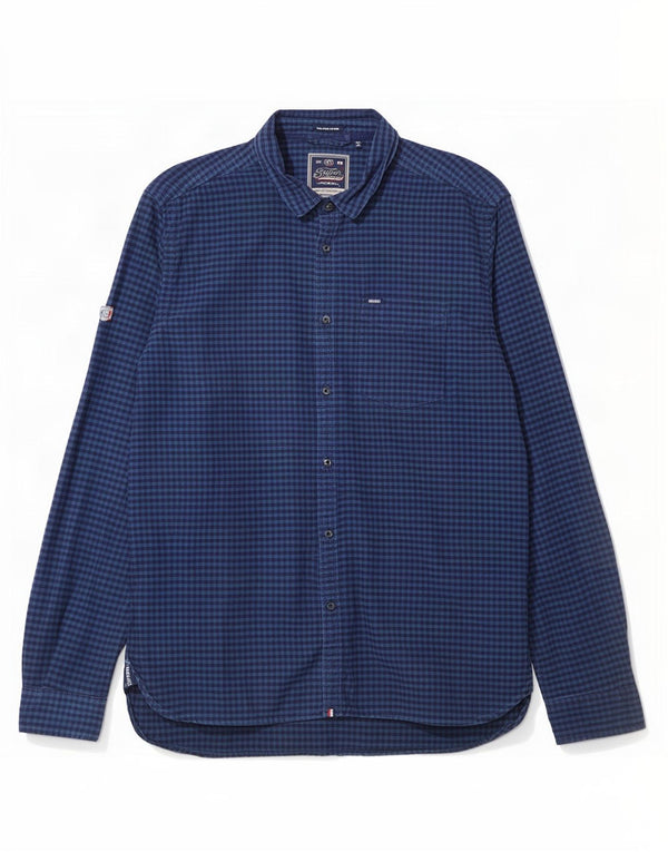 Superdry herreskjorte 2XL marineblå Gingham bomuld